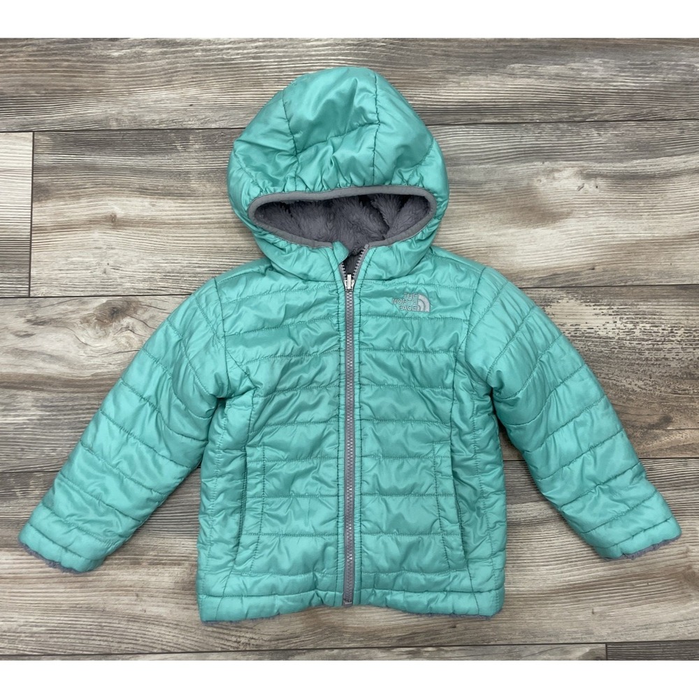 The North Face Toddler Reversible Perrito Jacket Green Grey 3T